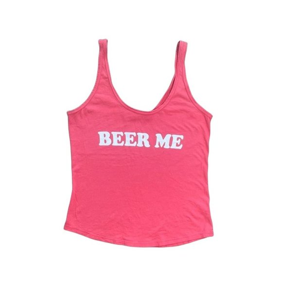 WOMENS DAYDREAMER LA 'BEER ME' RED SLEEVELESS TANK TOP SZ: XS  NWOT - Picture 2 of 8